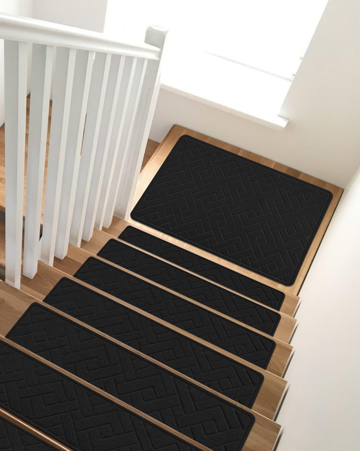 Non Slip Stair Treads for Wooden Steps,15 Pack 8" X 30" Stairs Carpet Treads Indoor with Reusable Peel and Stick Adhesive for Kids Elders and Pets