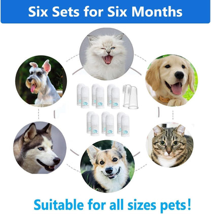 Pet Toothbrush for Small to Large Dogs Cats,Soft High Grade Finger Toothbrush,Teeth Oral Cleaning,Dental Care, 1 Set for Two Fingers White (6)