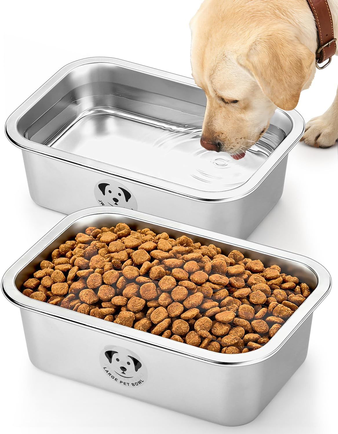 Stainless Steel Dog Bowls for Large Dogs, High Capacity Metal Dog Food Bowls, Food and Water Bowl for Larges, X-Large, and Big Dogs 1.25 Gallons