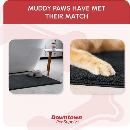 My Doggy Place Dog Mud Mat, 36"x26" Ash – Thick Microfiber Entry Rug for Snow, Mud & Salt – Absorbent, Quick-Dry, Washer-Safe & Non-Slip, Large