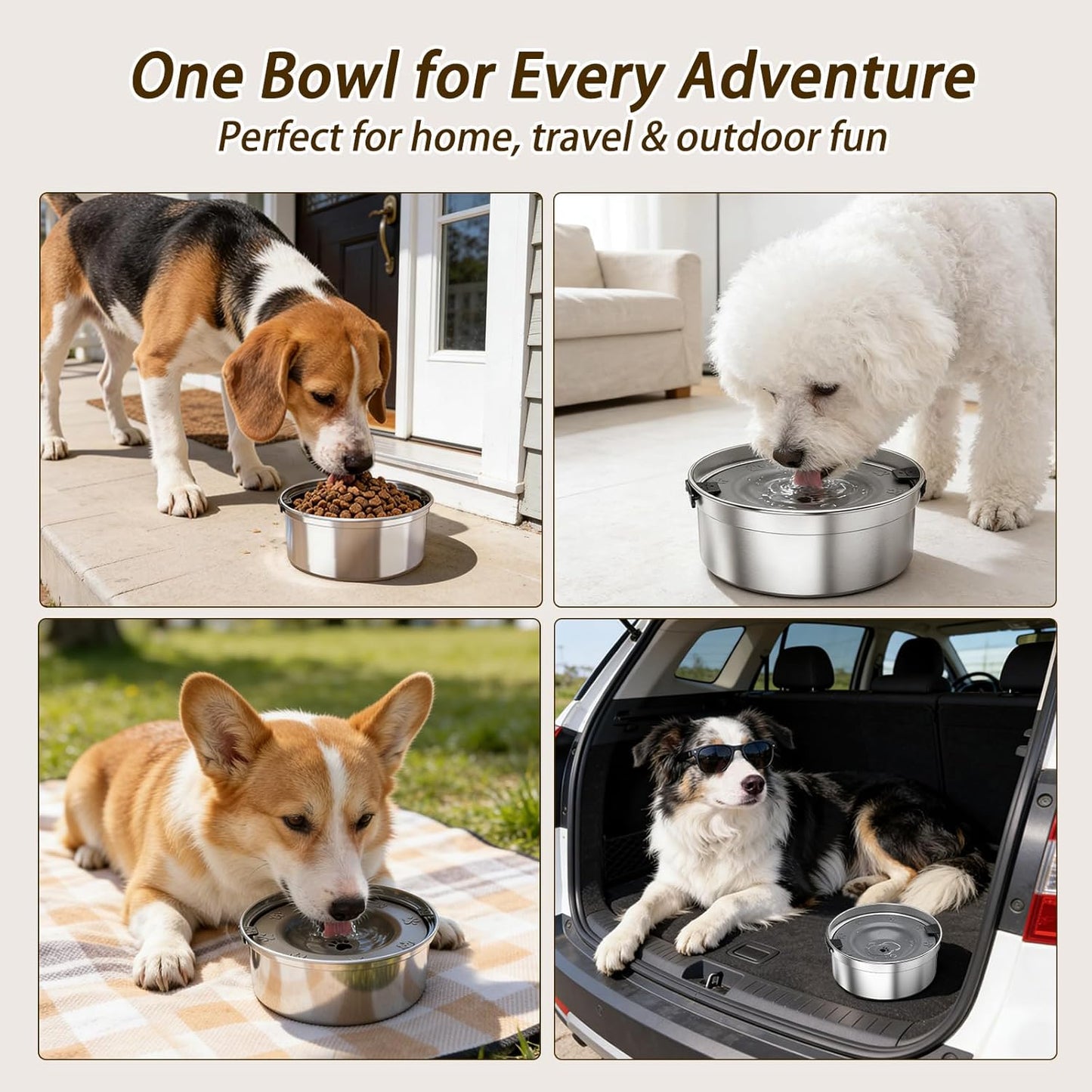 Dog Water Bowl No Spill, 1.5L/50oz Stainless Steel Slow Water Bowl for Dogs, Spill Proof Dog Bowl with Anti-Splash & Non-Slip, Slow Drinking Water Bowl Dispenser for Messy Drinkers (Black)