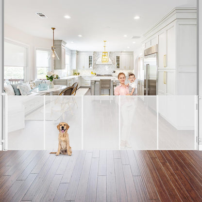 Reinforced 42" Tall Retractable Dog Gate, 155" Extra Long Retractable Baby Gate with Support Rods - Prevent Crawling Under, Indoor/Outdoor Retractable Gate Extra Tall Baby Gate Retractable Fence/Black