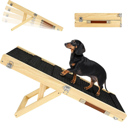 2026 Upgraded Dog Ramp for Couch, Foldable Small Dog Ramp for Sofa, 4 Adjustable Height from 13'' to 21", Portable Stable Pet Steps with Non-Slip Pad, Pet Ramps Use for Sofa Couch Stairs
