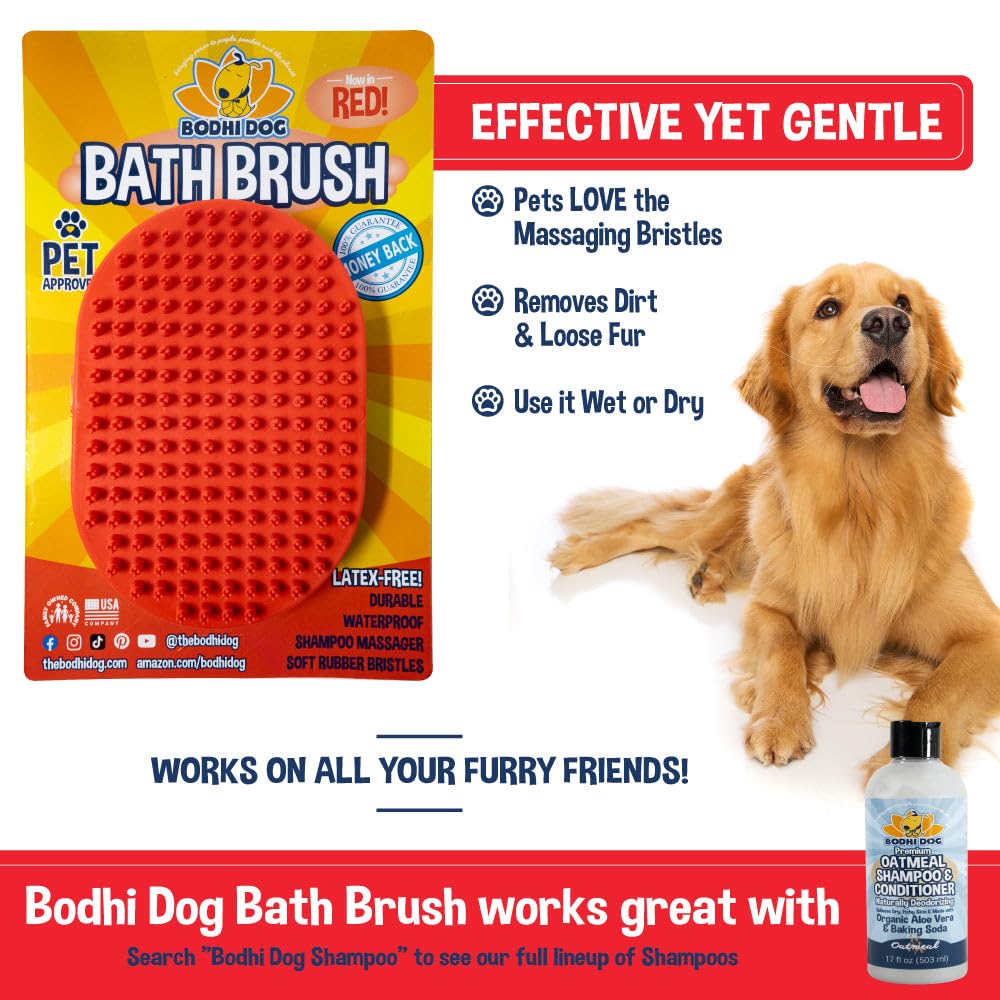 Bodhi Dog Shampoo Brush - Pet Grooming & Bath Supplies for Dogs and Cats - Bath Brush for Long & Short Hair - Premium Scrubber for Shower, Bathing & Massage (One Pack, Blue)