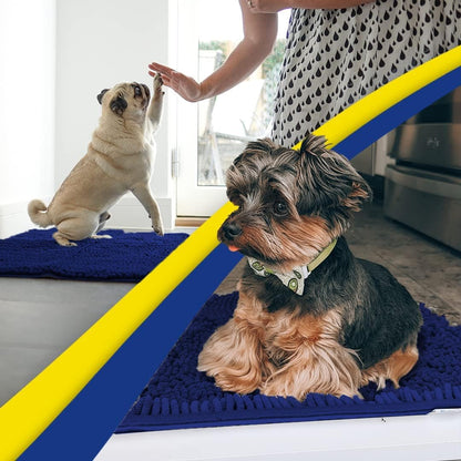 Muddy Mat® Pack of 3 Highly Absorbent Microfiber Dog Door Mat and Pet Rug, Non Slip Thick Washable Area Mat Soft Chenille for Kitchen Bathroom Bedroom and Outdoor - Beige Small, Medium & Large