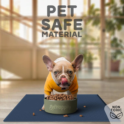 Dog Food Mat - Raised Edges Dogs Mat for Food and Water Prevent Spill, Waterproof Cat Food Mats Protect Floors, Easy Clean Dog Bowl Mats for Food and Water, Silicone Pet Feeding Placemats