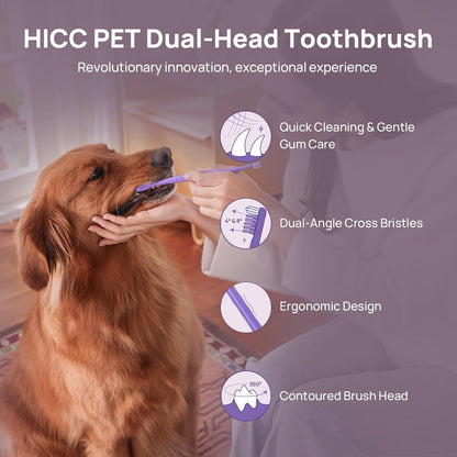 HICC PET Toothbrush for Cats & Small Dogs, Vet-Recommended Ergonomic Pet Toothbrush for Easy Teeth Cleaning, Gentle on Gums, Cat & Dog Dental Care, Improves Oral Hygiene. Toothpaste Not Included