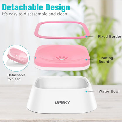 UPSKY No-Spill Pet Water Bowl, Slow Water Feeder, No-Slip Pet Water Dispenser 35oz Feeder Bowl for Dogs and Cats