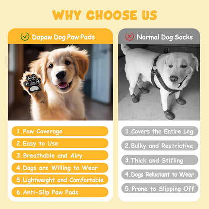 Dapaw Anti-Slip Dog Paw Pads, Paw Grip for Senior Dog on Hardwood & Tile Floors, Protector Pads for Hot Pavement, Paw Stickers for Dogs Feet with Strong Traction (5 Sets, 20 Pcs) L