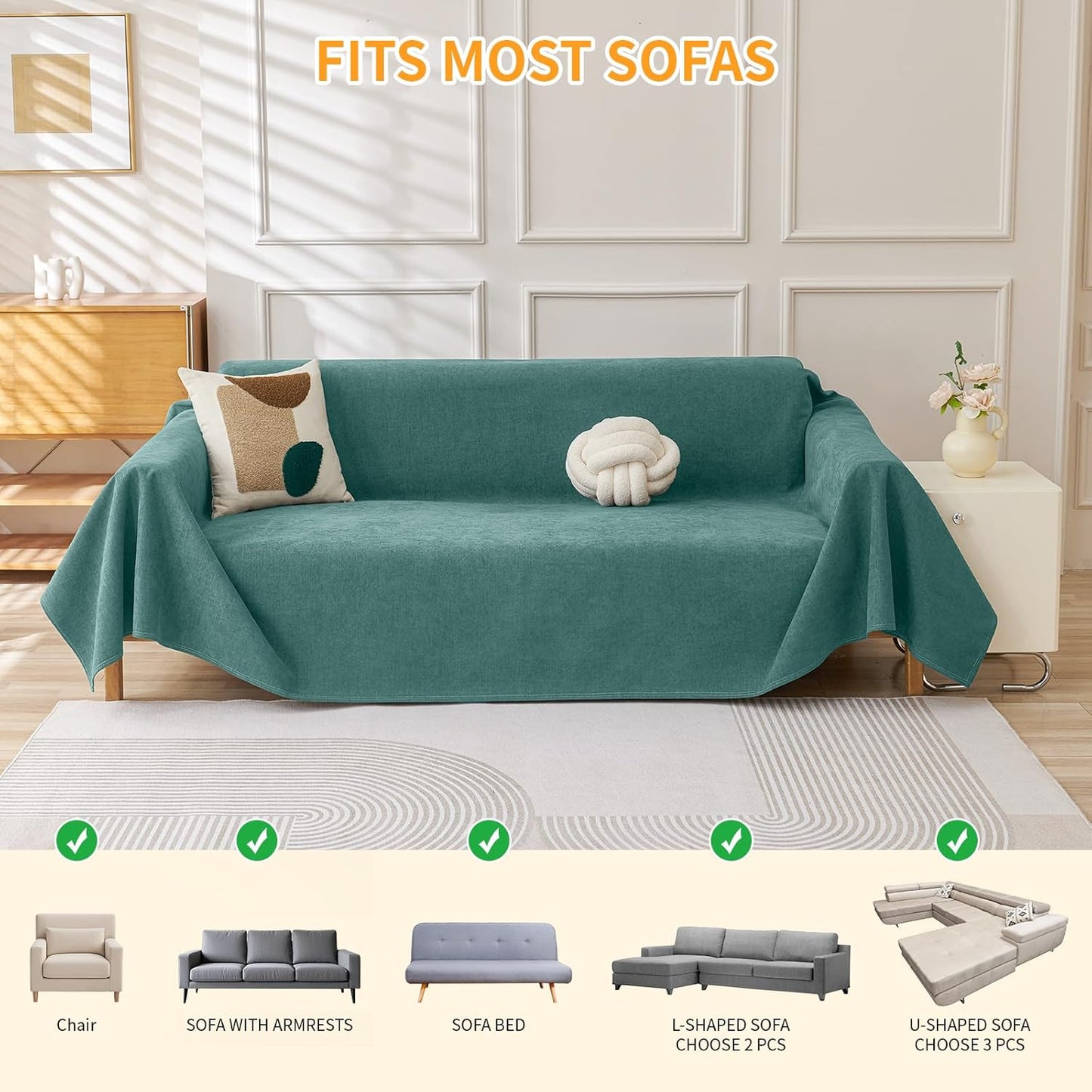 Deep Dream Cat-Scratch Resistant Couch Cover, Waterproof Sofa Cover for 3 Cushion Couch Washable, Pet Friendly Couch Protectors Anti Slip Thickened Love Seat Slipcovers for Pets, 71" x 118", Dark Grey