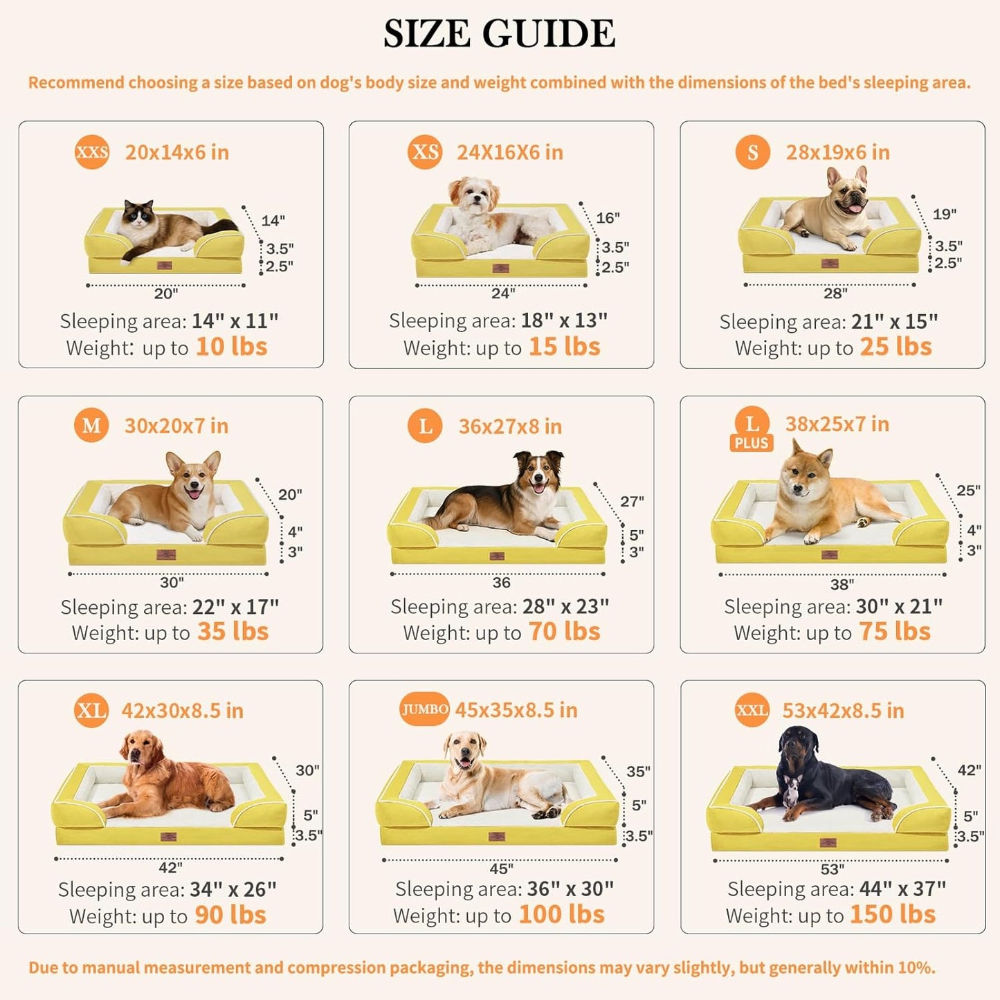 Comfort Expression Orthopedic Dog Bed for Extra Large Dogs 42x30 Inch, Waterproof Egg Crate Foam XL Pet Bed with Removable Bolsters, Dog Couch with Washable Cover & Non-Slip Bottom, Grey - Colors B