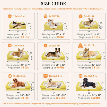 Comfort Expression Orthopedic Dog Bed for Extra Large Dogs 42x30 Inch, Waterproof Egg Crate Foam XL Pet Bed with Removable Bolsters, Dog Couch with Washable Cover & Non-Slip Bottom, Grey - Colors B