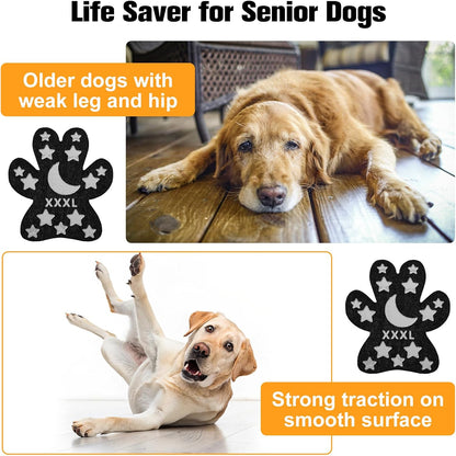 BEAUTYZOO Dog Paw Protector Anti-Slip, Paw Pads for Dogs Traction On Hardwood Floors, Paw Stickers Toe Grips for Hot/Cold Pavement for Senior Dogs, Shoes Boots Socks Replacement, 6 Sets (24 pcs) XXL