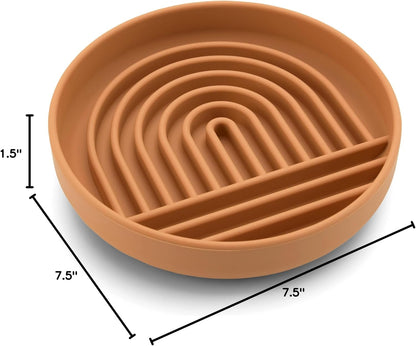 Should We Go? Slow Feeder for Dogs & Puppies, The Slowdown Bowl Silicone Slow Eating, Modern Lick Mat Design, Reduces Gulping, Fits 2 Cups, 7.5” Across x 1.5” Tall, Mealtime Challenge, Medium-Blush