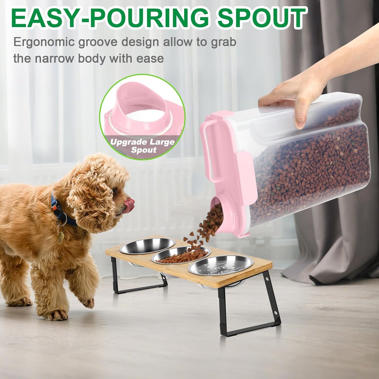 TBMax Dog Food Storage Container 5-7 lbs, Airtight Cat Food Container with Larger Spout & Measuring Cup, Portable Pet Food Storage Dispenser for Small Animal Kibble Storage, Bird Seed Container