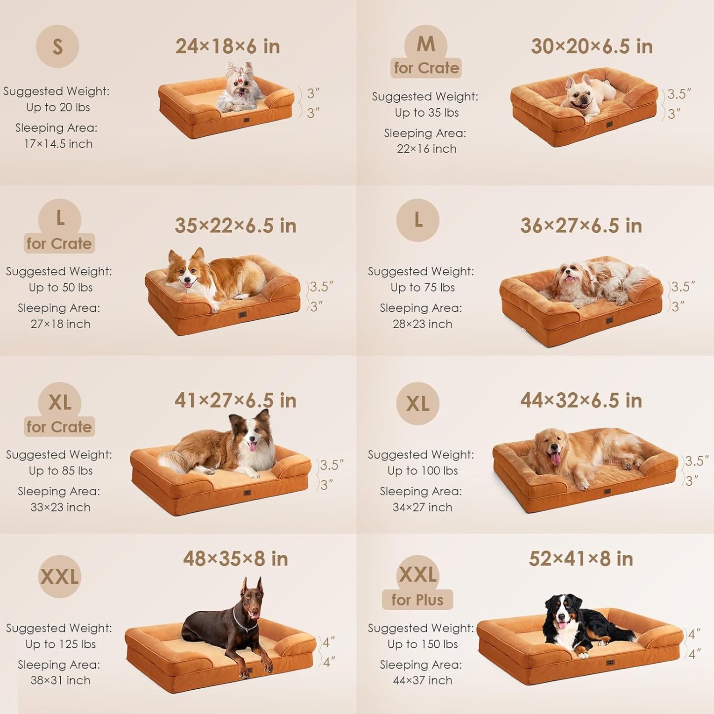 EHEYCIGA Orthopedic Dog Beds for Extra Large Dogs 44x32Inch, Waterproof Memory Foam XL Pet Bed with Sides, Non-Slip and Egg-Crate Foam Big Dog Couch Bed with Washable Removable Cover, Grey