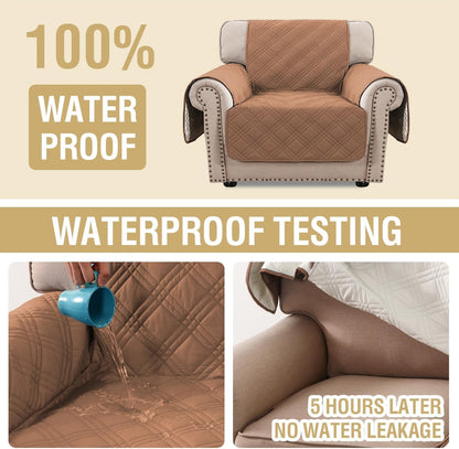 H.VERSAILTEX 100% Waterproof Slipcovers for Couches and Sofas Modern Pet Couch Cover Thick Soft Furniture Protector with Elastic Straps(Sofa, Lily Pad/Beige)