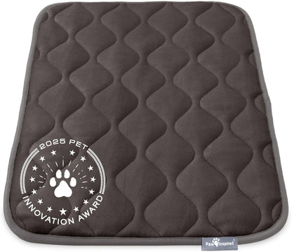 Paw Inspired Washable Padded Crate Mats for Dogs | 29” x 18” Pad, Fits 30-inch Kennels | Leakproof, Waterproof Bottom, Plush Pet Beds (Gray)