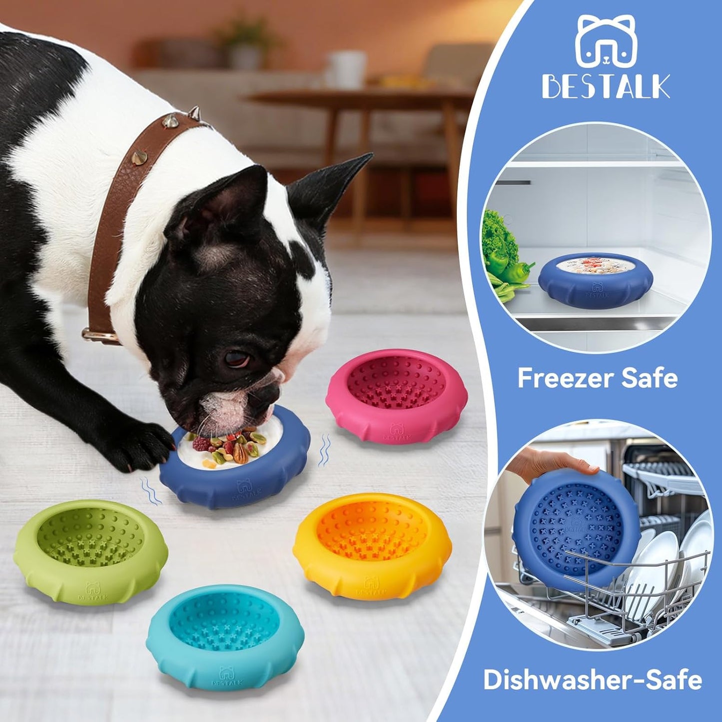 Dog Lick Bowl, Bestalk Wobbly Freeze Bowl Enrichment Feeder for Dogs, Anxiety Relief Lick Mat Puzzle Toy for Distraction, BPA Free Silicone, Dishwasher Safe(Rose,S)