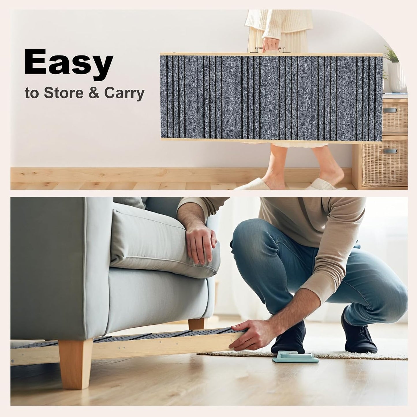 TIMHAKA Dog Ramp for Bed, 40 Inch Dog Ramp for Couch, Supports Up to 150lbs, with 10.2" to 26.8" 7 Height Setting, Non Slip Carpet Surface and Foot Pads, Wooden Folding Pet Ramps for High Bed, Sofa