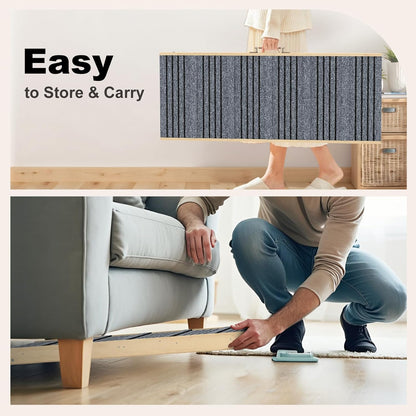 TIMHAKA Dog Ramp for Bed, 40 Inch Dog Ramp for Couch, Supports Up to 150lbs, with 10.2" to 26.8" 7 Height Setting, Non Slip Carpet Surface and Foot Pads, Wooden Folding Pet Ramps for High Bed, Sofa