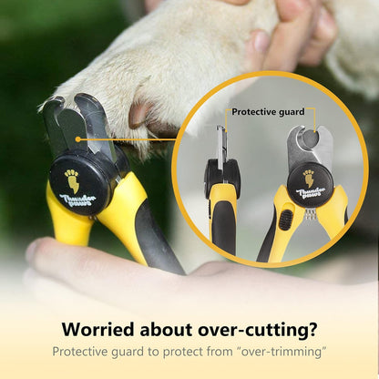 LED Dog Nail Clippers with Light, Trimmers with Protective Guard, Quick Sensor, Safety Lock and Nail File - Suitable for Large and Small Dogs & Cats (Yellow, LED)