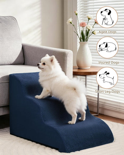 Aodisman Dog Stairs for Small Dogs,3 Step Dog Ramp for Couch and Bed,Pet Stairs with Non-Slip Bottom for Old Cats,Indoor Pet Steps,Comfort,Durable,15.4" H