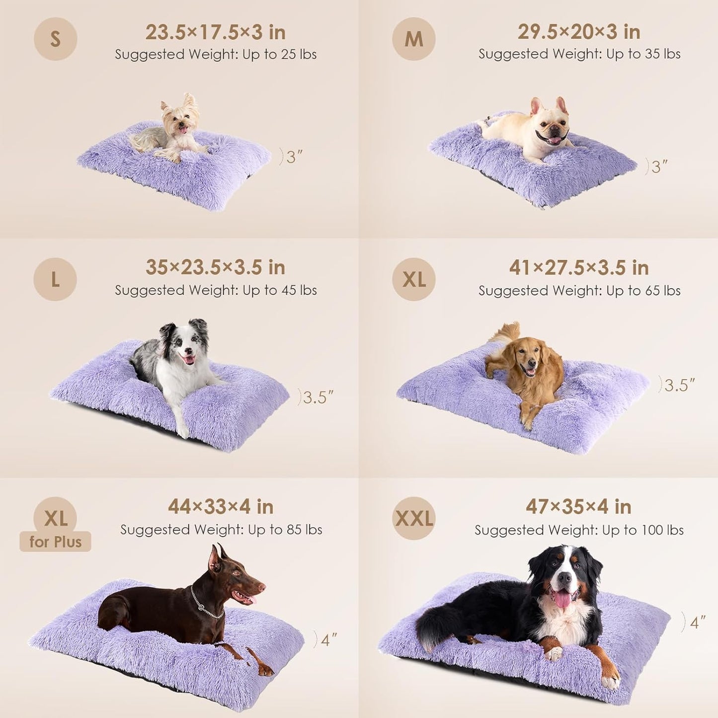 EHEYCIGA Fluffy Dog Crate Bed for Medium Dogs, Plush Faux Fur Crate Pad, Calming Anti Anxiety Medium Dog Bed, Washable Soft Warm Crate Mat with Non-Slip Bottom