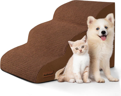 Aodisman 3-Step Dog Ramp and Stairs for Sofa and Chair - Non-Slip Sturdy Pet Steps for Small Dogs and Cats,15.7" H,Grey