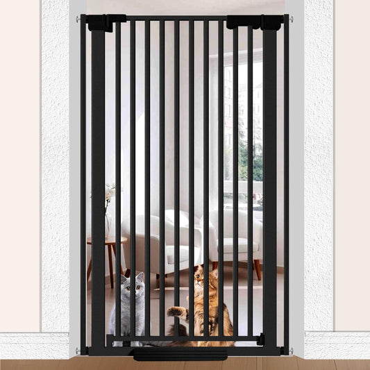 51'' Extra Tall Cat Gate for Doorways Hallways 30-40.9'' Wide, Pressure Mounted Pet Dog Gates No Drilling Auto Close, Cat Fence Barrier Indoor Climb Proof (Black)