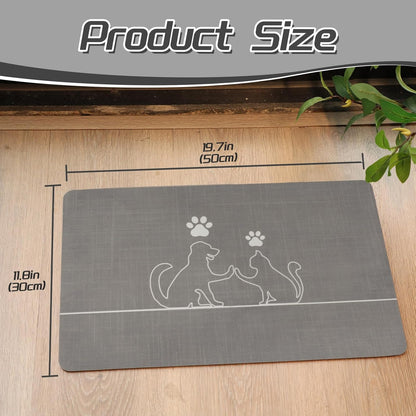 Le courant Dog Cat Feeding Mat,Water Absorbent, Non Slip Placemat for Pets Bowl and Water,100% Waterproof Feeding Mats for Multiple Breeds.Grey.Bone Printing