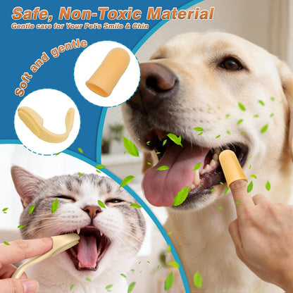 7PCS Dog Washing Gloves | Dog Bath Brush | Storage Bag | Dog Finger Toothbrush for Short & Long Haired Dogs & Cats | Efficient Deshedding Bathing & Massaging, Suitable for Pets (Sage Green)