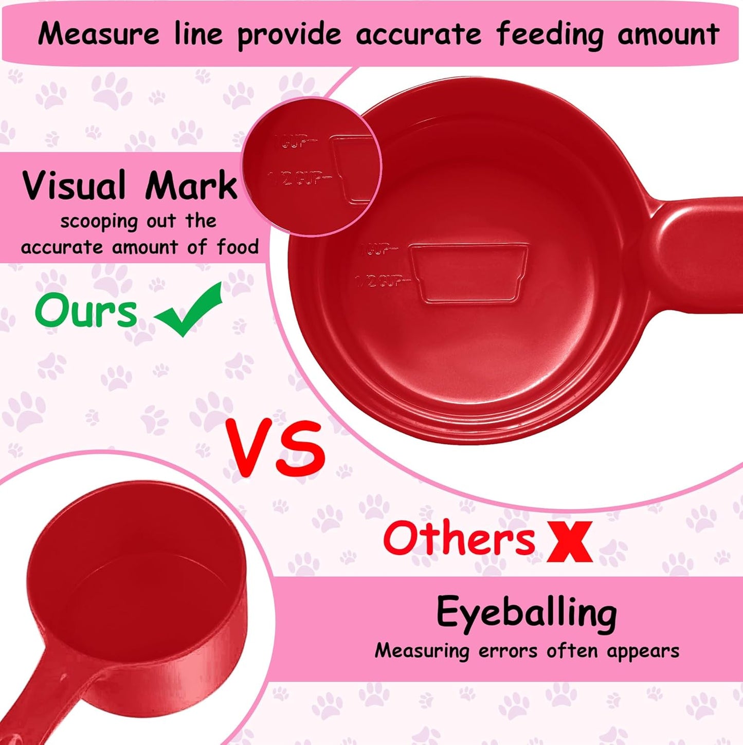Joyinjojo Dog Food Scoop 1 Cup 1/2 Cup - Melamine Dog Food Measuring Cup, Pet Food Scoop for Dog Cat...Comfortable Long Handle for Easy to Scoop Food