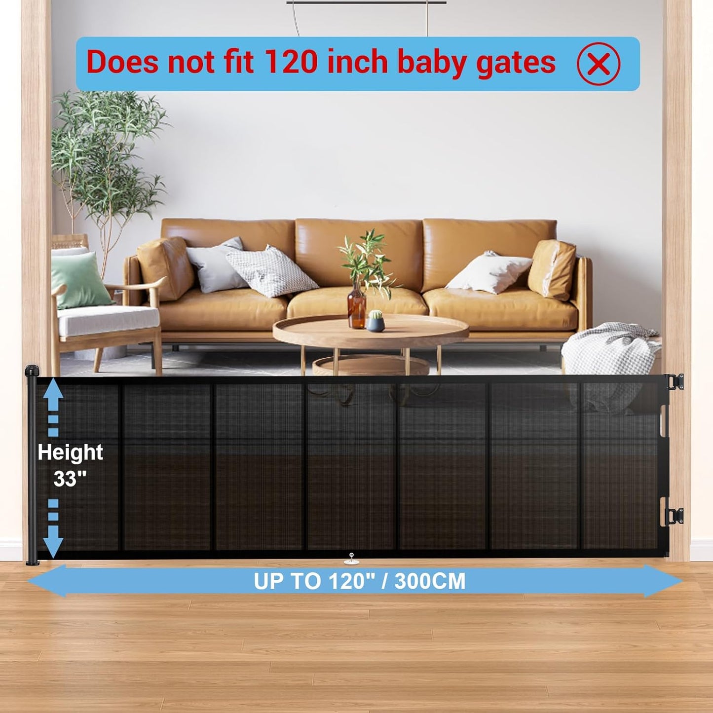 HAMOPY Retractable Baby Gate, 33" Tall, Extends up to 55" Wide, Durable Auto-Lock Baby Gates for Stairs, Mesh Dog Gate and Child Safety Gates for Doorways, Hallways, Indoor, Outdoor(Black)