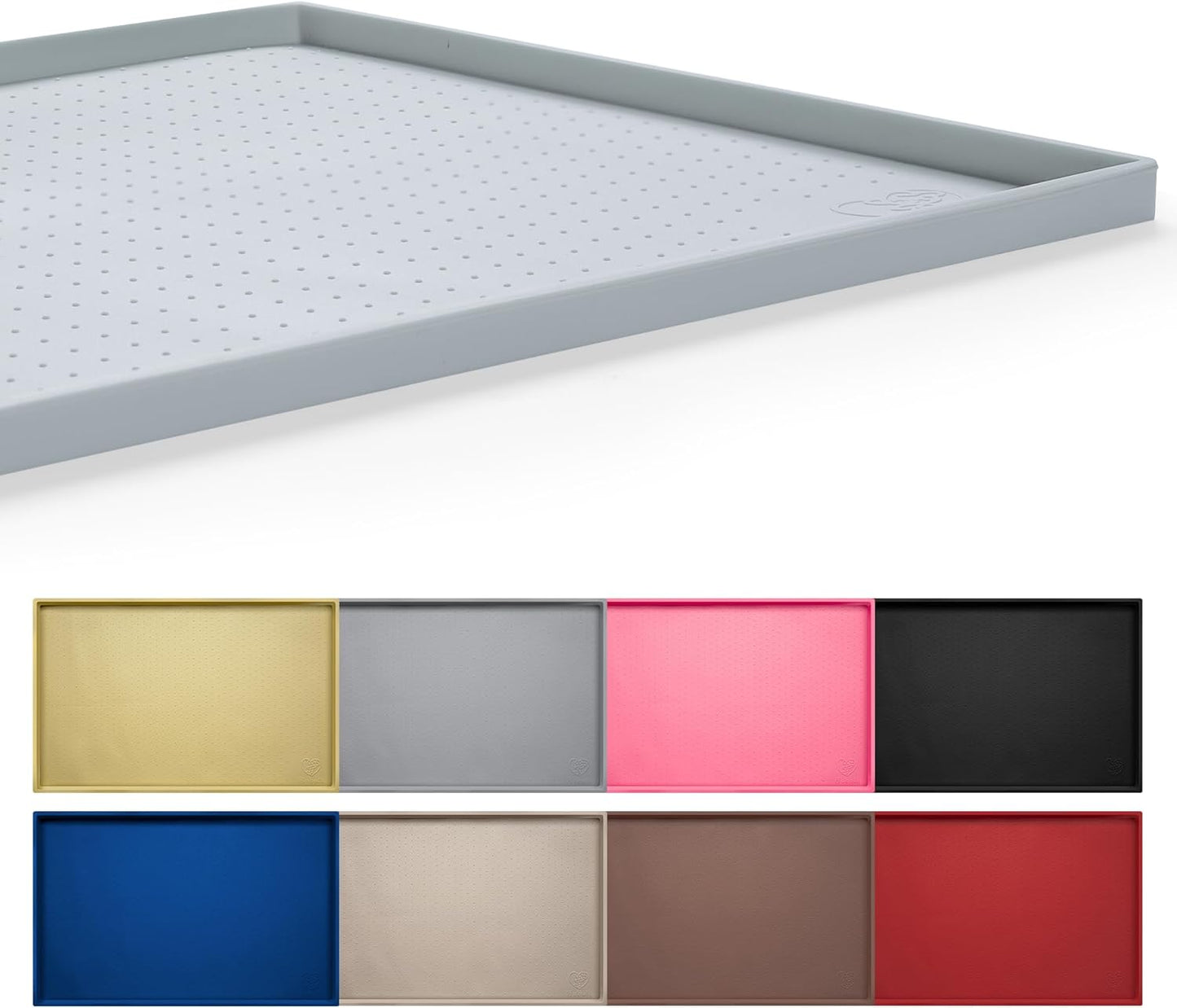 Hubulk Dog Feeding Mat,100% Waterproof Food Grade Silicone Pet Food and Water Bowl Placemat,Dishwasher, High Raised Edge to Prevent Spills,Nonslip Tray to Stop Messes on Floor (19"x12"x0.5", Grey)