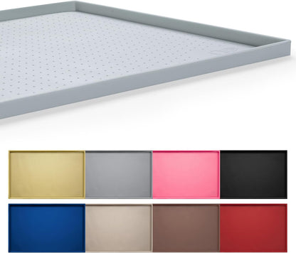 Hubulk Dog Feeding Mat,100% Waterproof Food Grade Silicone Pet Food and Water Bowl Placemat,Dishwasher, High Raised Edge to Prevent Spills,Nonslip Tray to Stop Messes on Floor (19"x12"x0.5", Grey)