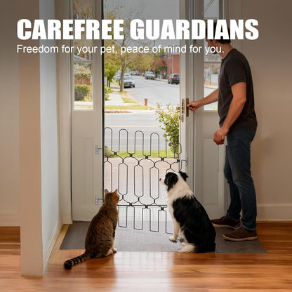 Retractable Dog Gate for Front Door, 30.7" W x 30.7" H Safety Metal Pet Gate for Dogs When Opening, Easy Install Front Entry Dog Door Barrier
