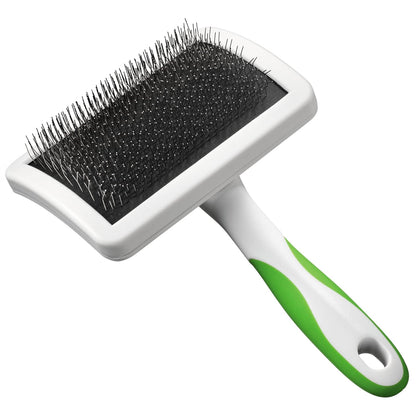 Andis 65705 Stainless-Steel Slicker Brush for Dogs and Cats - Durable and Lightweight Grooming Tool for All Breeds and Fur Lengths, Reduces Shedding and Promotes Hair Growth - Medium, Green