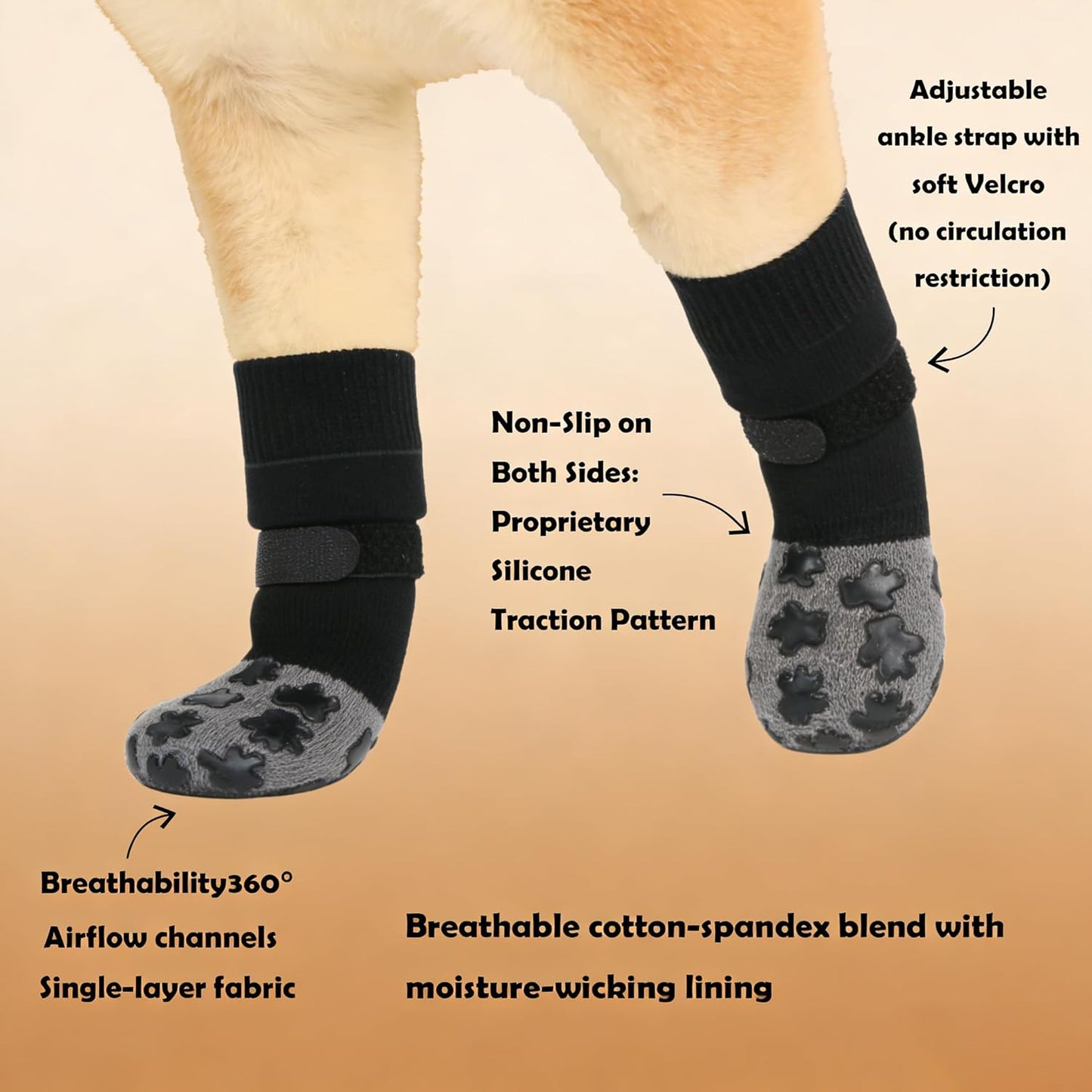 ‌VALFRID Non-Slip Dog Socks with Double Sides Grips, and Durable Dogs Grip Socks,Hardwood Floors Anti-Slip,Dog Booties for Small Medium Large Dogs S