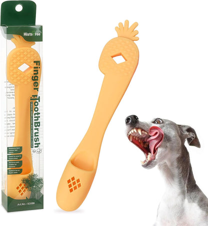 Yellow Pineapple-Shaped Dog Finger Toothbrush Soft TPR Anti-Slip Dog Finger Toothbrush Cover Cat Fingerbrush Tooth Cleaning Tool Pet Dental Care Toothbrush for Dogs and Cats 5.98in/15.2cm