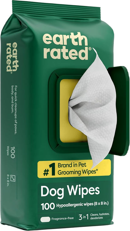 Earth Rated Dog Wipes, Hypoallergenic, Cleaning and Hydrating, for Grooming Paws, Body and Butt, Lavender Scented, 400 Count