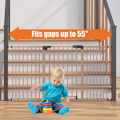 keny 29"-42.5" Baby Gate for Stairs, Auto Close Safety Dog Gate, Pressure Mounted Easy Walk Through Pet Gate for Doorways, Durable Stair Gate, 30" Tall, White