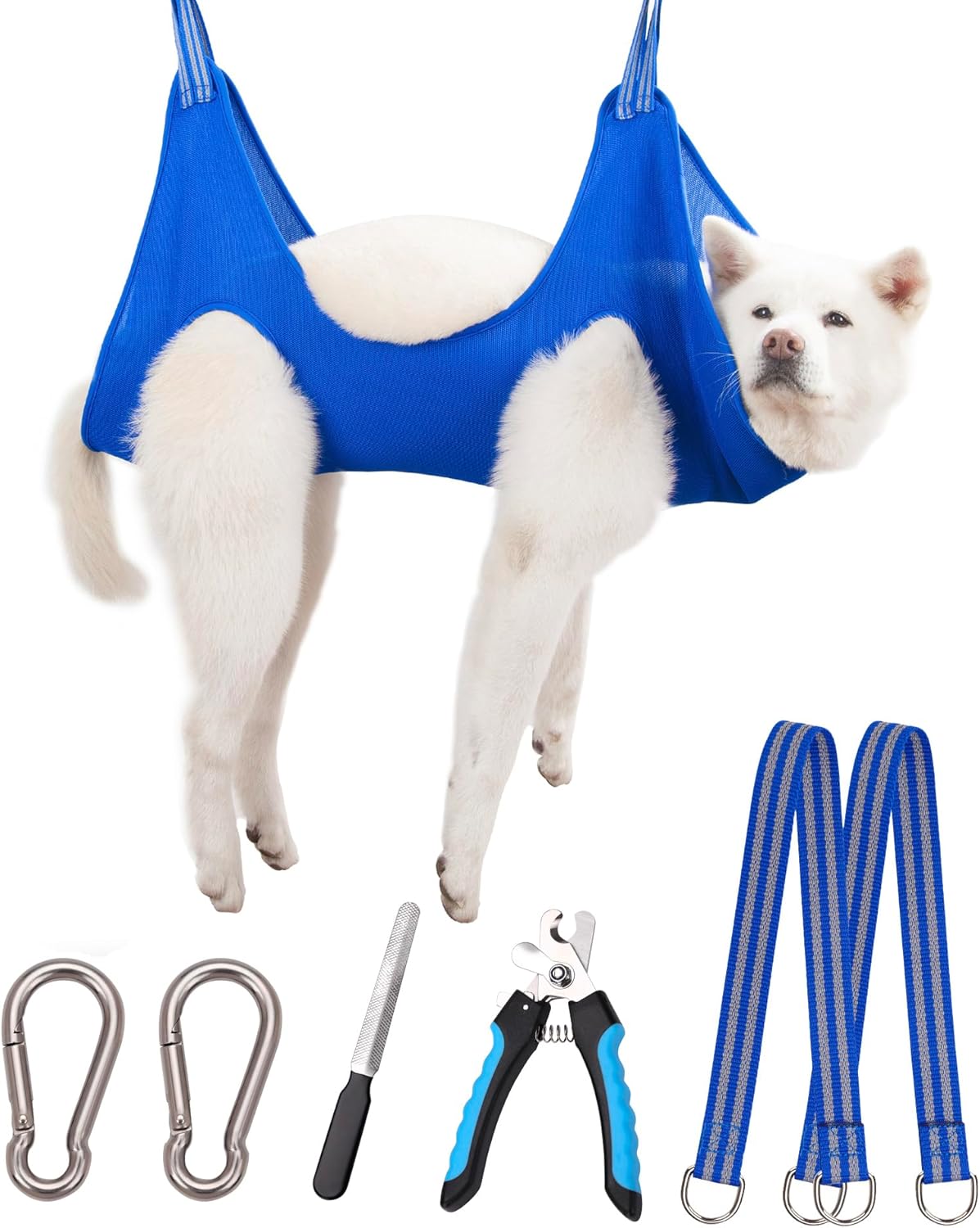 Kkiimatt 10 in 1 Pet Grooming Hammock Harness with Nail Clippers/Trimmer, Nail File, Dog Hammock/Grooming Sling for Nail Trimming/Clipping