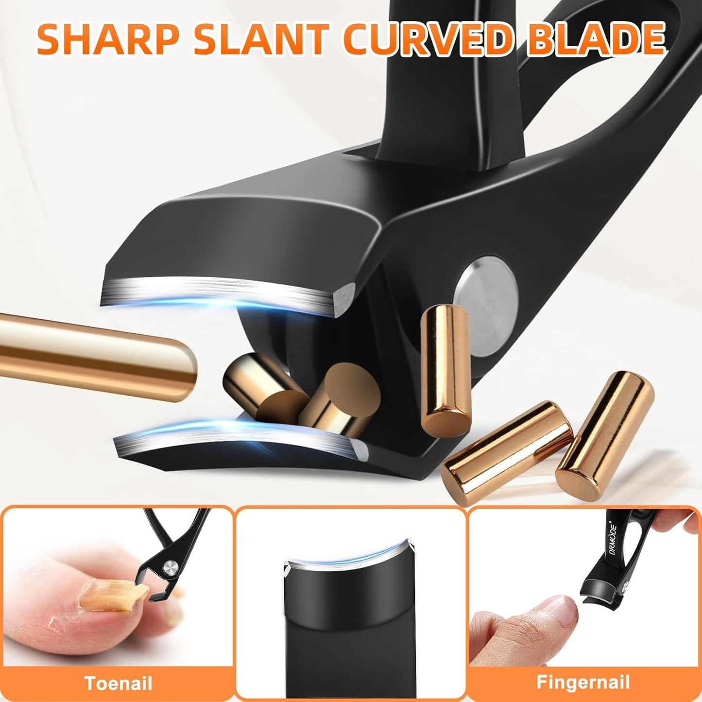 Toenail Clippers for Seniors Thick Toenails, Upgrade Angled Head Large Toe Nail Clippers for Men with Wide Jaw Opening, Sharp Heavy Duty Fingernail Clipper Cutter with Catcher Long Handle -Black