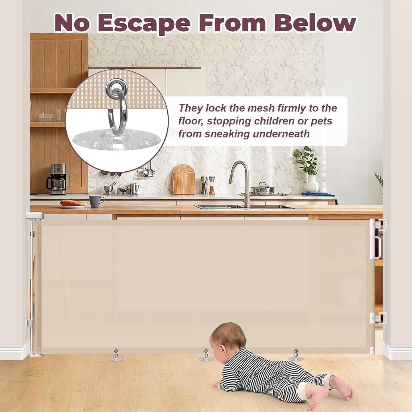 Retractable Baby Gates for Doorways, 58" Extra Wide Mesh Child Dog Gate for Stairs, 34" Tall Toddler Pet Gate Indoor and Outdoor, Easy Install, Essential for Home Safety, Black