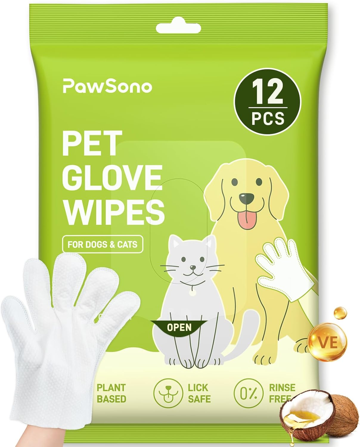 36PCS Hypoallergenic Pet Glove Wipes for Dogs, Cats & Small Animals | No-Rinse Deodorizing Dog Wipes for Paws, Butt, Eyes & Ears | Pet Wipes for Stain & Odor Cleanup Between Baths & Travel
