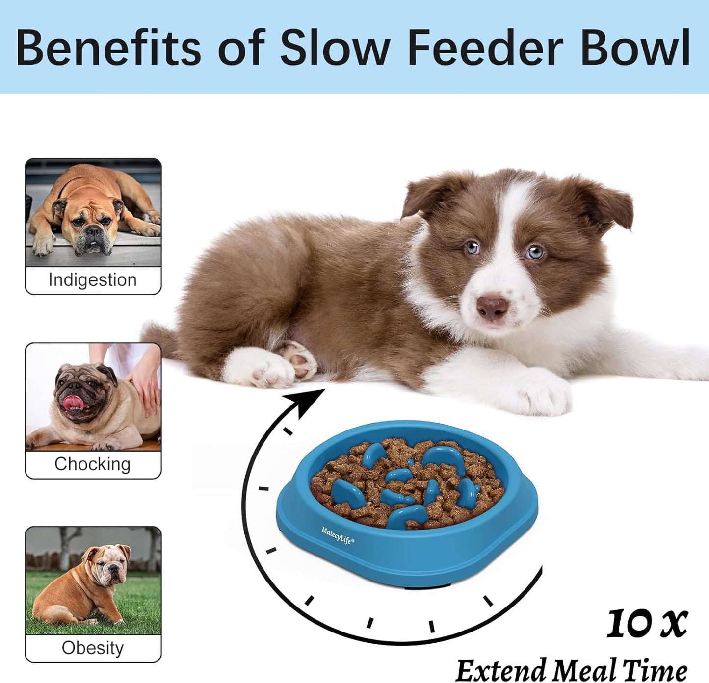 MateeyLife Slow Feeder Dog Bowls 2PCS, Anti-Choking Puzzle Dog Food Bowls, Anti-Slip Interactive Feeding Slow Down Eating, Bloat Stop Maze Dishes for Medium Breeds Pink&Purple