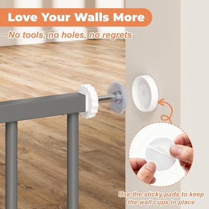 Baby Gate No Drilling, 29"-40" Auto Close Dog Gate Indoor for Doorways & Stairs, Pressure Mounted Adjustable Pet Gate, Easy Walk Through Child Gate for Children & Pets Stroller Friendly, White