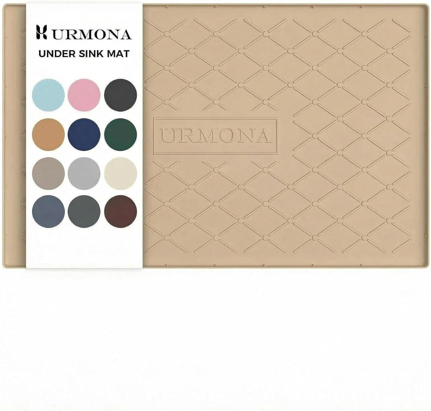 URMONA Under Sink Mat for Kitchen Waterproof, 34" x 22" Silicone Under Sink Mat for Shelf Liner Organizer, Cabinet Sink Protector Under Sink Liner for Bottom Kitchen, Bathroom(Light Grey)