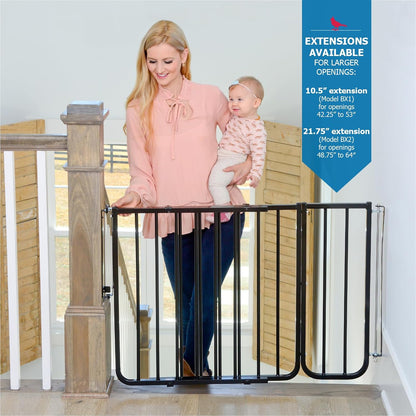 Cardinal Gates SS30 Stairway Special Baby Gate for Top of Stairs - Adjustable Indoor Dog Gate - Aluminum Metal Safety Gate for Kids & Pets - 27 to 42.5 Inches Wide - Black - USA Based Company